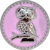 Silver Owl on Pink Enamle